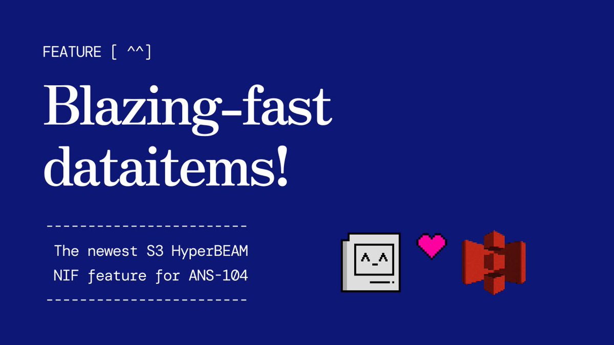 useload's tweet image. ANS-104 dataitems are now first class citizens in Load's HyperBEAM S3 storage - and they're blazing-fast.

V2 of the S3 NIF adds a hybrid gateway for resolving dataitems both onchain (@ArweaveEco) and offchain on HyperBEAM S3.

And a hyper-optimized sidecar to stream dataitems…