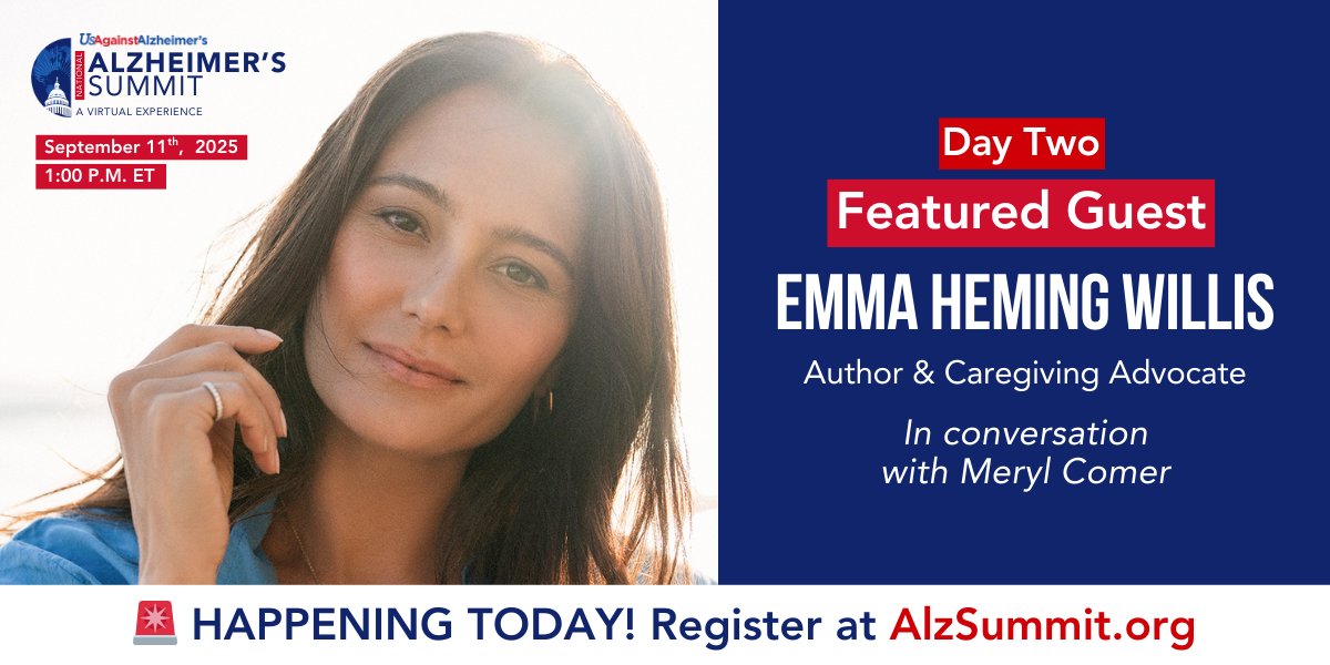 ⭐️ Happening TODAY at 1pm ET at the National Alzheimer's Summit: Emma Heming Willis, wife of Bruce Willis, caregiver, advocate, and author of "The Unexpected Journey" join us as our featured guest!

🚨 Don't miss this powerful discussion - register at AlzSummit.org!