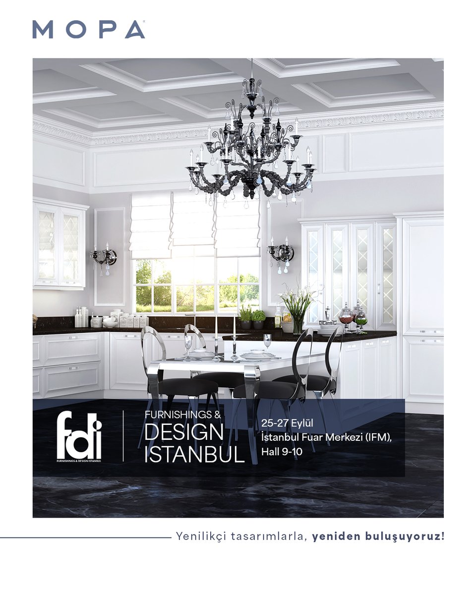 Yaratıcı ve özgün tasarımların buluştuğu FDI 2025’te, yeniden sizlerle olacağız! 

🗓️ 25 – 27 Eylül  
📍İstanbul Fuar Merkezi (IFM), Hall 9–10  
Detaylar: fdistanbul.com

#MopaMutfak #TasarımYenidenIstanbulda #FDI