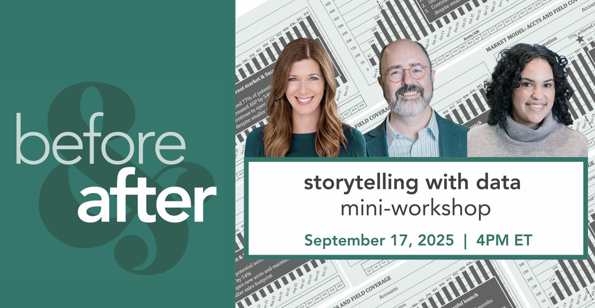 Experience the magic of a data viz makeover! Join us next week for a free live mini-workshop. Learn how to turn cluttered graphs into clear stories + chance to win a signed copy of our new book, #SWDbeforeandafter. Register now! storytellingwithdata.com/before-after-a…