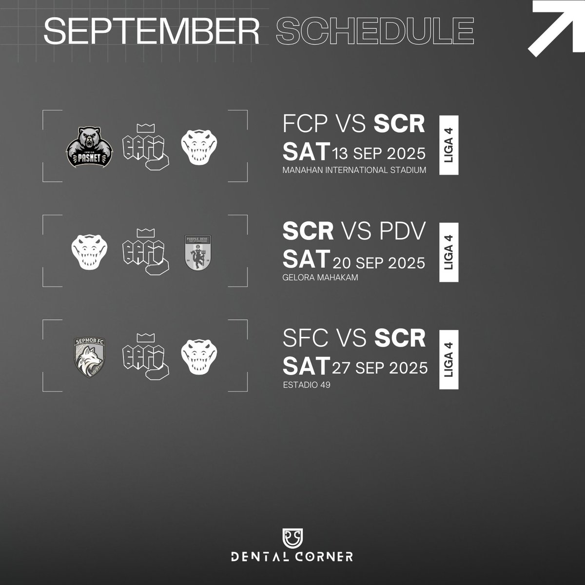 S_CrocsFC's tweet image. Fixture confirmations 🚨 

🆚 @FC_Pasnet (A) [13 Sep 2025]
🆚 @purpledeviltim (H) [20 Sep 2025]
🆚 @SepmobFc (A) [27 Sep 2025]