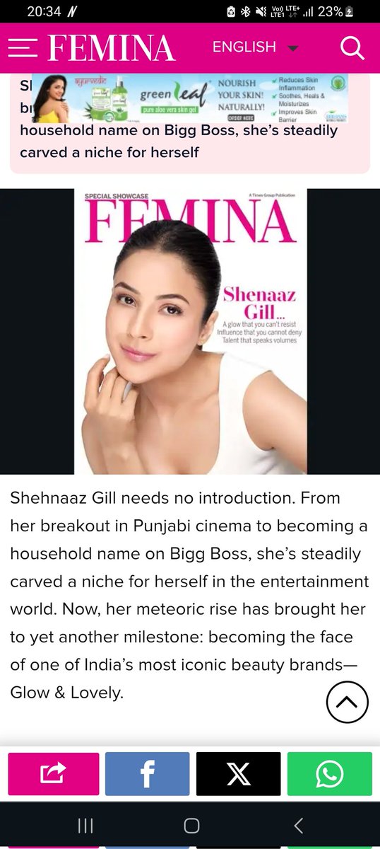 Her every achivment feels like my Own 💗✨️🌈 Proud of you My Sweetheart <a href="/ishehnaaz_gill/">Shehnaaz Gill</a> 😘💗 #ShehnaazGill #Femina #FeminaCover #GlowAndLovely