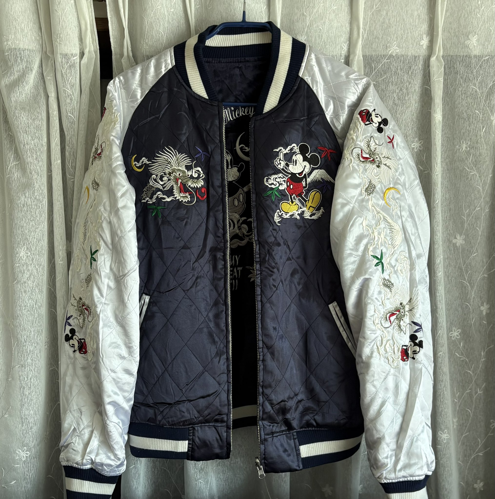 ディズニー ミッキーマウスサテンキルト 別珍 スカジャン リバーシブル .L ミッキーマウス スカジャン 別珍 ディズニー ミッキーマウス