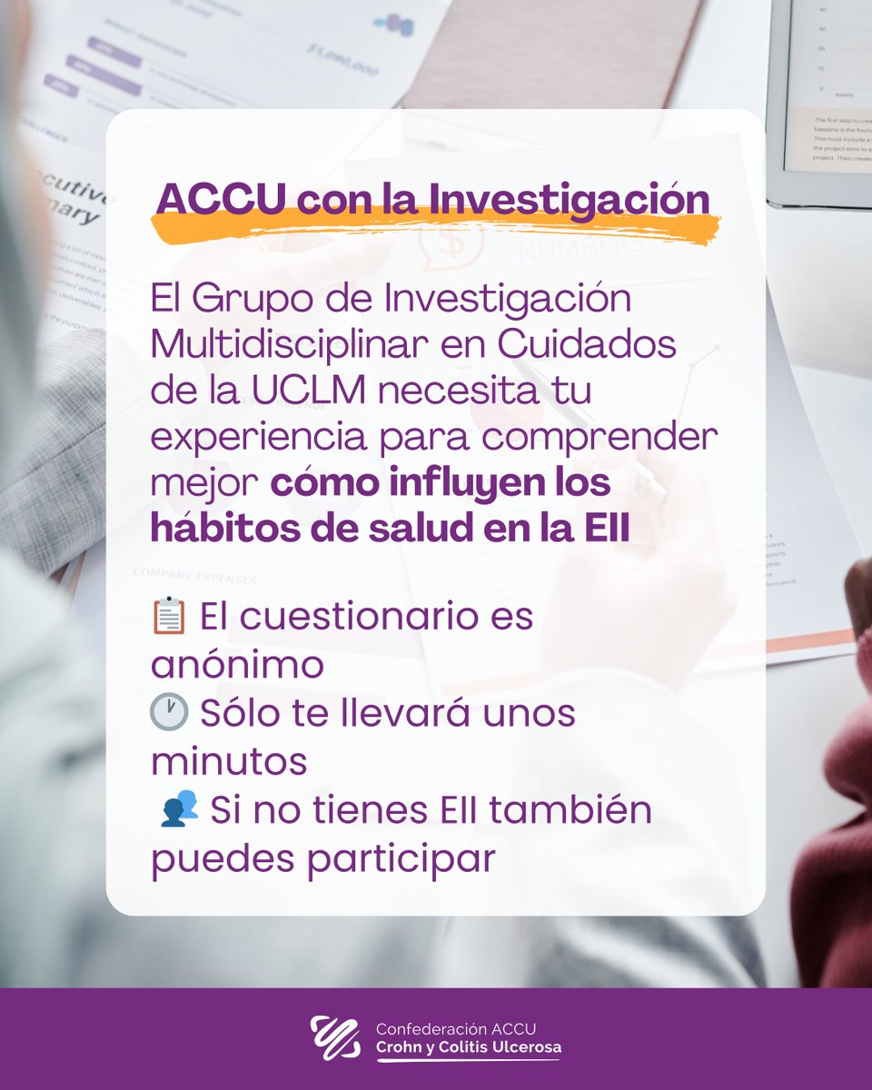 👁️ ¿Y si conocer tus hábitos diarios pudiera ayudar a mejorar el abordaje de la EII?

📋 El cuestionario es anónimo
👥 También se buscan personas sin EII, para poder comparar
⏱️ Te lleva solo unos minutos

🔗 Participa aquí 
forms.office.com/e/cYXHPQW9D3?o…