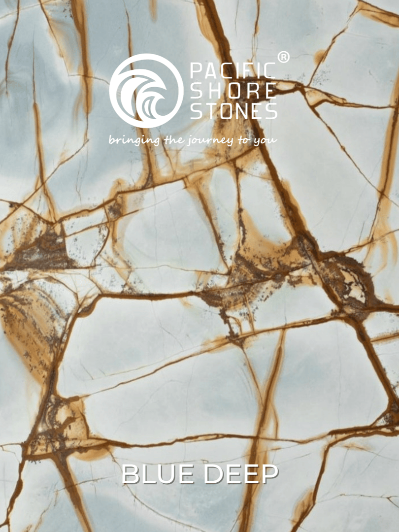 PacShore's tweet photo. Add a touch of luxury with our Blue Deep quartzite 🌊 This remarkable stone features flowing waves of blue, beige, gold, and white—perfect for creating an elegant and timeless look in your home. Discover how this majestic stone can redefine your living space. https://t.co/v1yRZESr2x