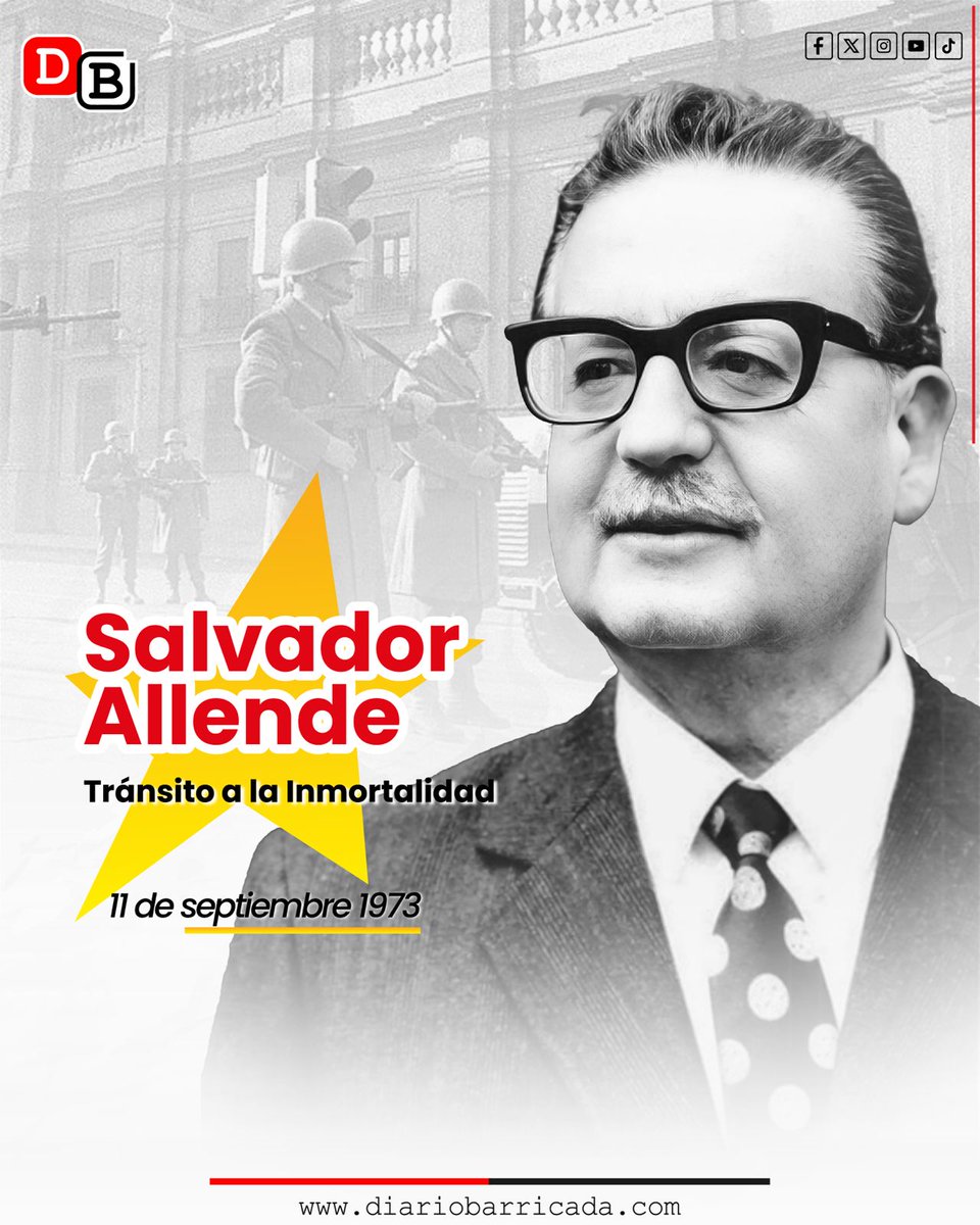 db_nicaragua's tweet photo. 👉🏻 El 11 de septiembre de 1973 el mundo fue testigo del golpe de Estado contra el presidente Salvador Allende en Chile. Tras el bombardeo al Palacio de La Moneda, Allende cumplió su palabra de resistir hasta el final, https://t.co/XNh7Az6tL5