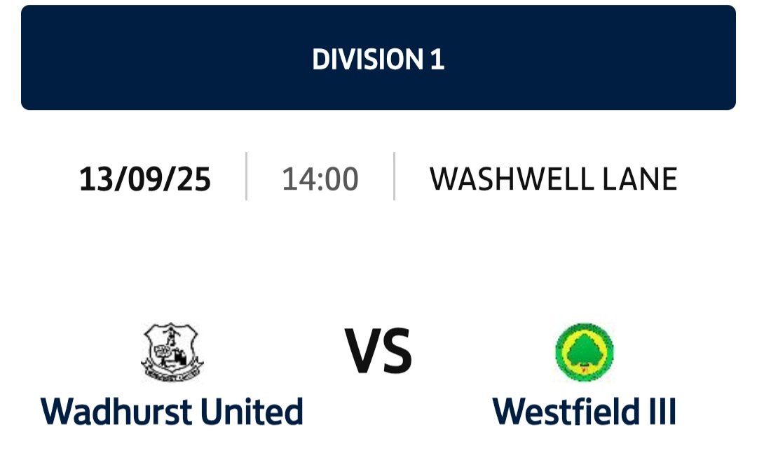 Wadhurst United FC (@wadhurstutdfc) on Twitter photo This weekend we host <a href="/WestfieldFC9/">Westfield Football Club</a> 3rds at Washwell Lane, hoping to keep our winning start to the season going! Tough challenge ahead as we learned last season, but hoping to keep the momentum ticking!
Bar open and Food to be served, let's hope for some decent weather!
UTW! This weekend we host <a href="/WestfieldFC9/">Westfield Football Club</a> 3rds at Washwell Lane, hoping to keep our winning start to the season going! Tough challenge ahead as we learned last season, but hoping to keep the momentum ticking!
Bar open and Food to be served, let's hope for some decent weather!
UTW!