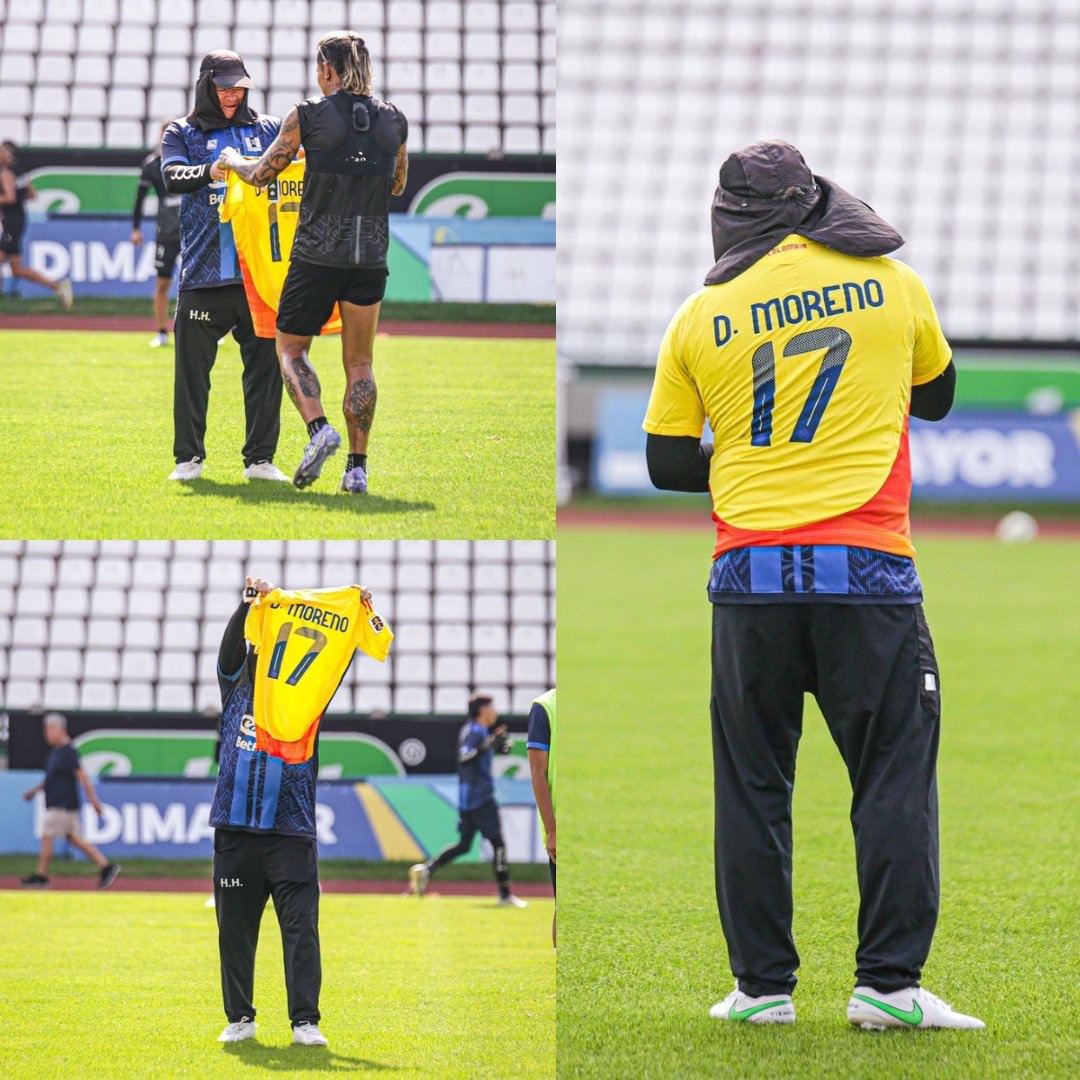 🇨🇴🔥 Ojo al gesto de Dayro Moreno al volver a entrenamientos con Once Caldas. ¡Le regaló su camiseta de la Selección Colombia al profe Hernán Darío Herrera! 

👏🏻 Gran gesto del goleador.