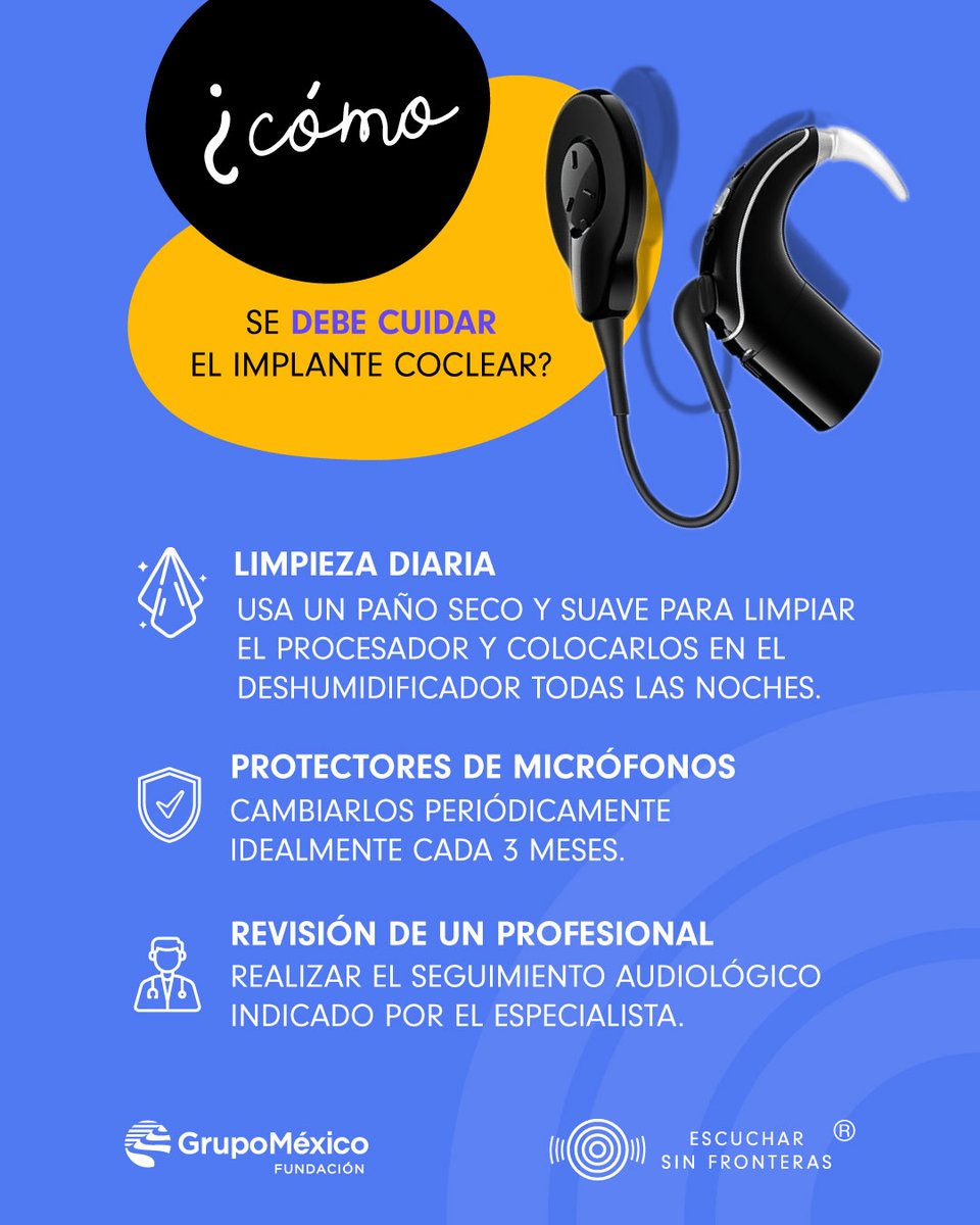 Es muy importante el cuidado y mantenimiento del implante coclear. 

#FGM #HipoacusiaInfantil #ImplanteCoclear #GrupoMéxico <a href="/FundacionGM/">FundaciónGrupoMéxico</a> <a href="/GMexico_oficial/">Grupo México</a>