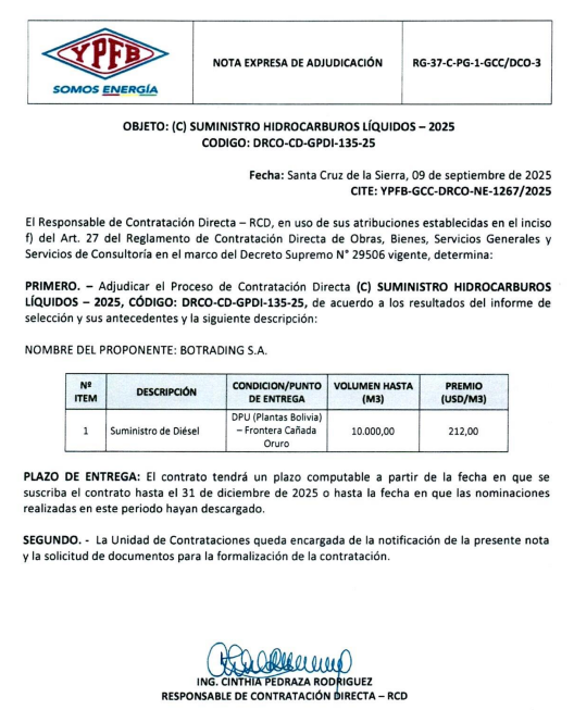 alvaroriosroca's tweet image. Lo transparente y no obscuro sería saber a que precio y bajo que condiciones #BOTRADING compró este lote de #diésel a otro trader internacional. 
BOTRADING es innecesario

#Bolivia #YPFB