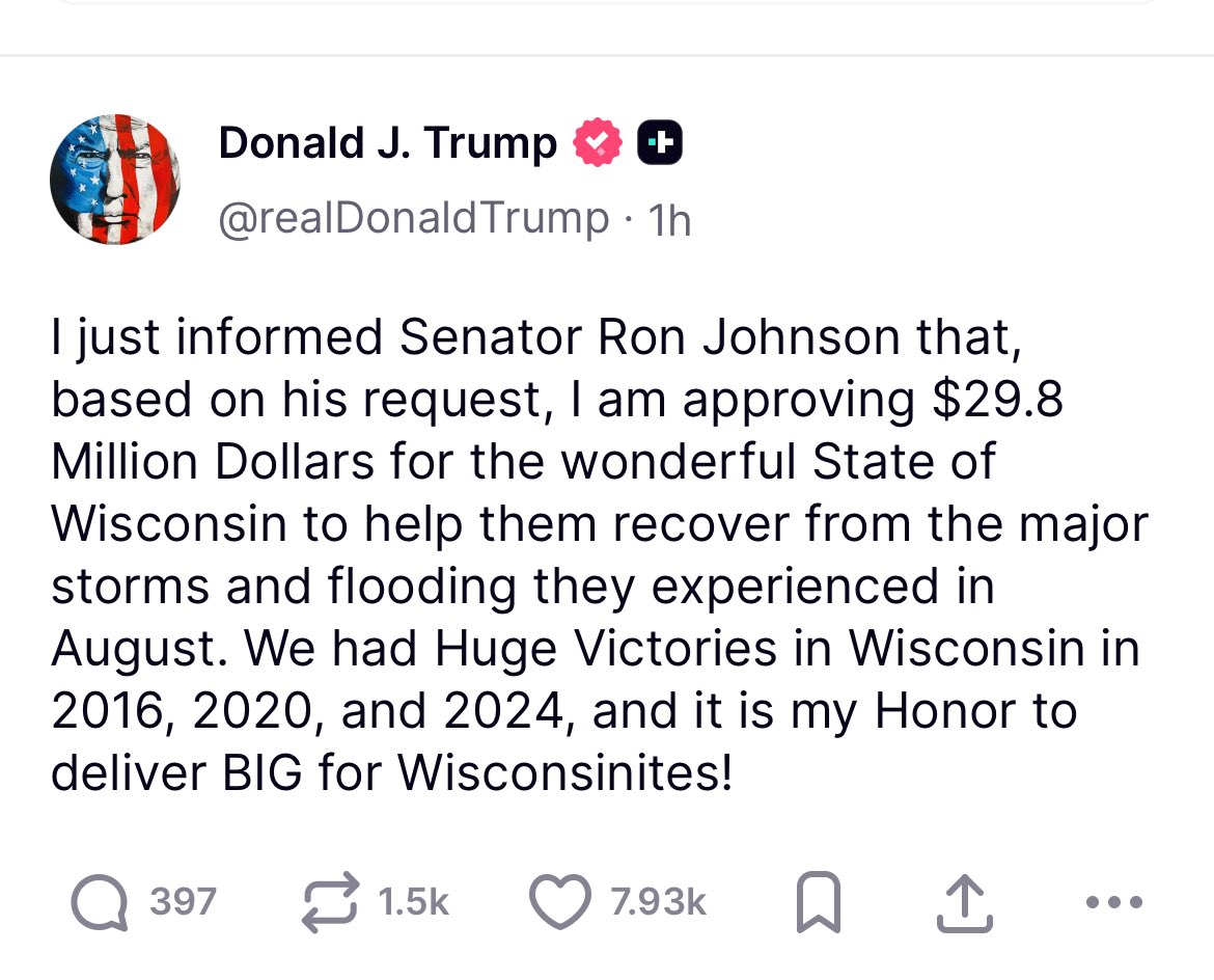 Wisconsin is getting FEMA $ for August floods. Who gets what and when will now be decided. Stay tuned