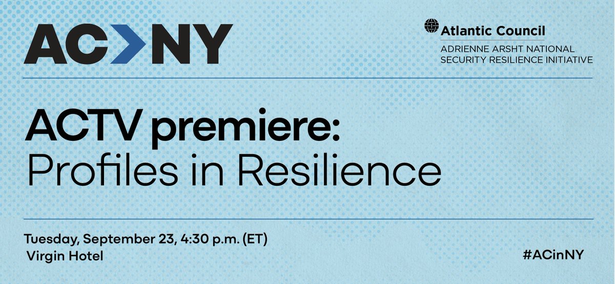 AtlanticCouncil's tweet photo. 🗓️ September 23 | 🕟 4:30 p.m. ET
Join @ACScowcroft for a first look at a new #ACTV series highlighting the stories of individuals who have embodied the spirit of resilience amid war, government suppression, and social barriers. #ACinNY
Register now ➡️ https://t.co/e65AiWjYrG https://t.co/YNGlhZz1BU