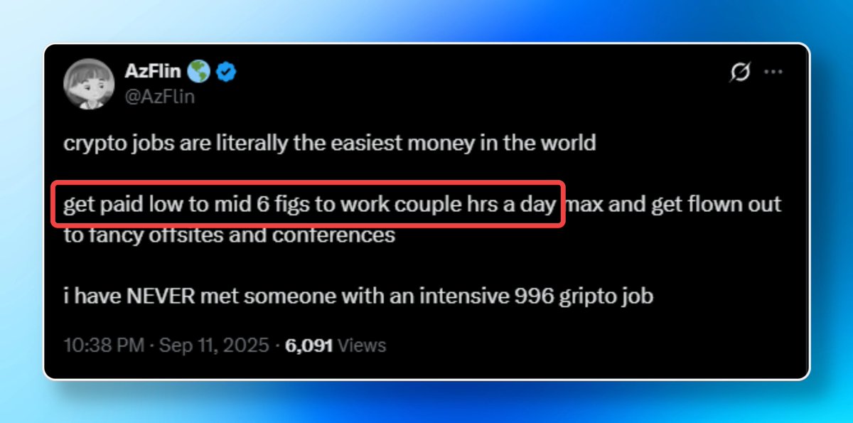 Get a job in Web3 from here:

→ cryptojobslist. com
→ web3. career
→ jobs.a16z. com
→ remote3. co
→ cryptojobslist. com
→ wellfound. com
→ jobs.solana. com
→ cryptocurrencyjobs. co
→ cryptojobs. com

Save it, you will need it ;)