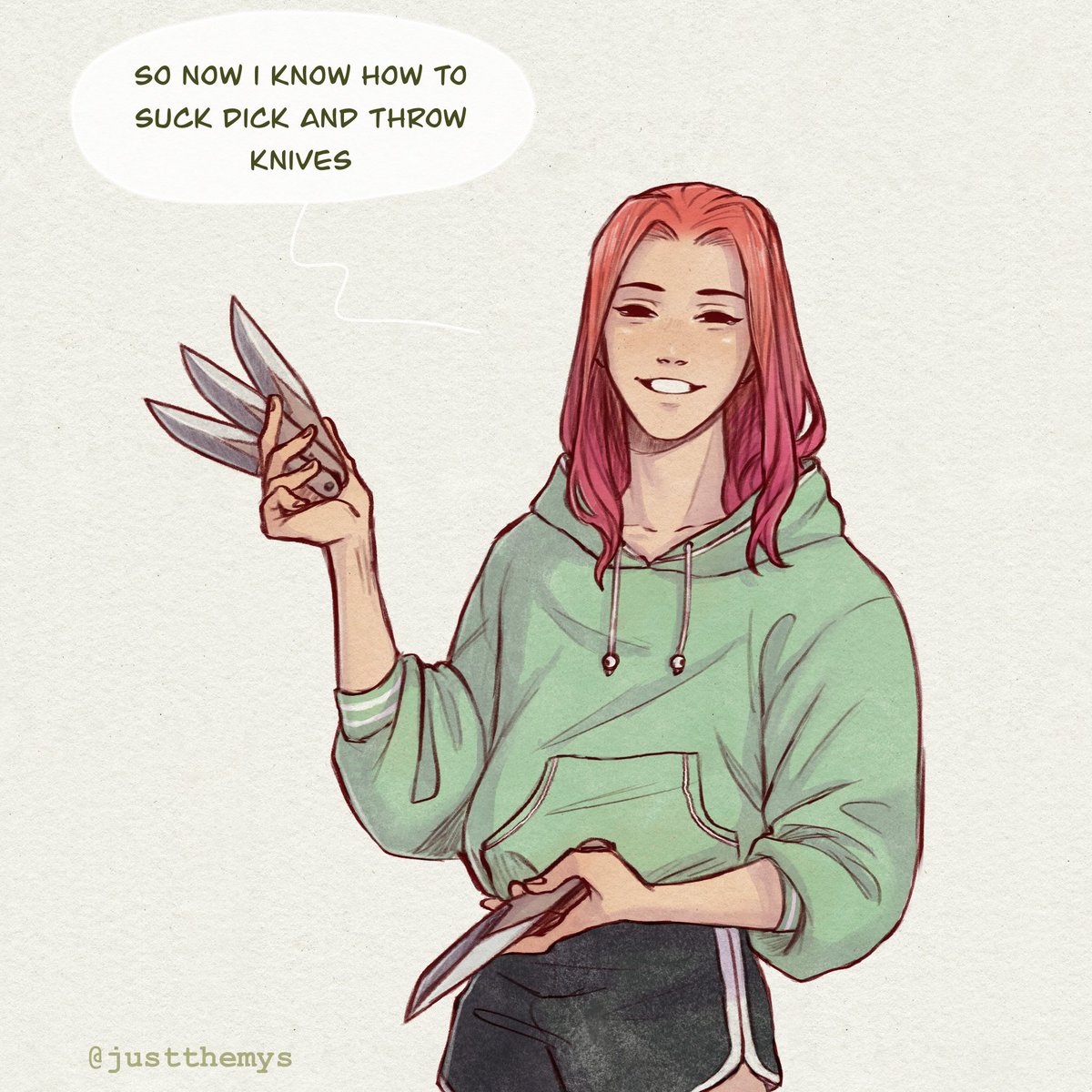 justThemys's tweet image. Oh look, it&apos;s me overdoing a silly meme lmao

Anyway that fitted him too well so I had to do it. I love Simon with knives.

#aceattorney #aai2 #simonkeyes #simeonsaint