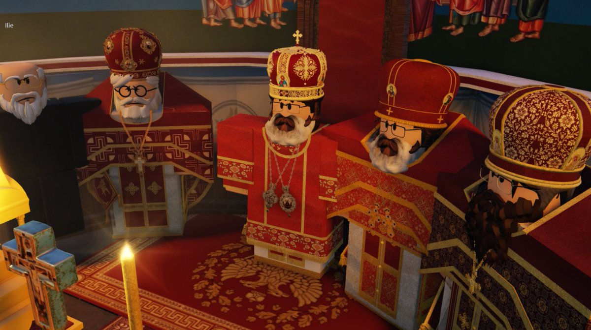 FatherSpiros's tweet photo. Today I was officially received as clergyman of the Russian Orthodox Church of Roblox with the rank of Protopresbyter.
It was a great blessing to participate in the Divine Liturgy presided by Metropolitan Iov.
I was also deeply honored to be awarded the mitre. https://t.co/j398vXy9vl