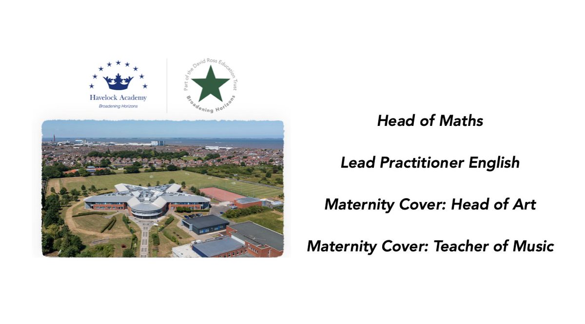 I'm excited to share that we have some adverts coming out soon for some key positions <a href="/HavelockAcademy/">Havelock Academy</a> - please get in touch directly if you are interested and would like to arrange a visit or a chat about any of these opportunities. It is a great time to join us 😀#TeamHavelock