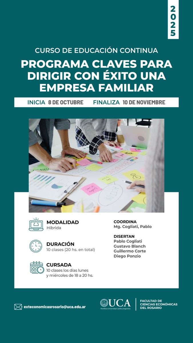 PabloCogliati's tweet photo. Las consultas sobre los programas se pueden realizar a exteconomicasrosario@uca.edu.ar, o por whatsapp de 7,30 a 15,30 hs al +54 9 341 747-7487 https://t.co/1OMR2erMRZ