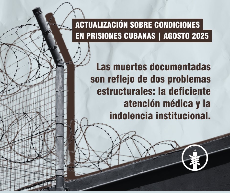 🚨 ¿Qué está pasando en las cárceles de #SOSCuba? Ya está disponible nuestra más reciente “Actualización sobre condiciones en #PrisionesCubanas”, donde revelamos violaciones de derechos, infraestructura deteriorada, falta de acceso a servicios esenciales… y lo peor: escasa