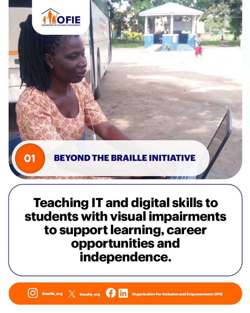 theofie_org's tweet photo. Innovation drives inclusion at OFIE 
From robotics for children with disabilities to digital skills for the visually impaired, mentorship &amp; awareness—we’re proving that disability is not inability. 
Join us to build an inclusive future
#theofie #Inclusion #Disability #TechForGood https://t.co/gYG0KTYPQ9