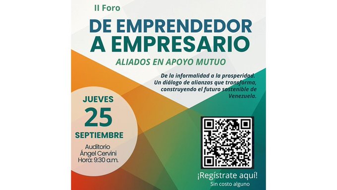 oscarguaraira1's tweet photo. Organizado por #Fedecámaras y #Atraem
II Foro “De emprendedor a empresario: aliados en apoyo mutuo”
La nueva edición de esta actividad, a realizarse el 25 de septiembre https://t.co/9WBIjaldqA
Inscripción https://t.co/ni3YErSsui https://t.co/SPDbxxqpSu