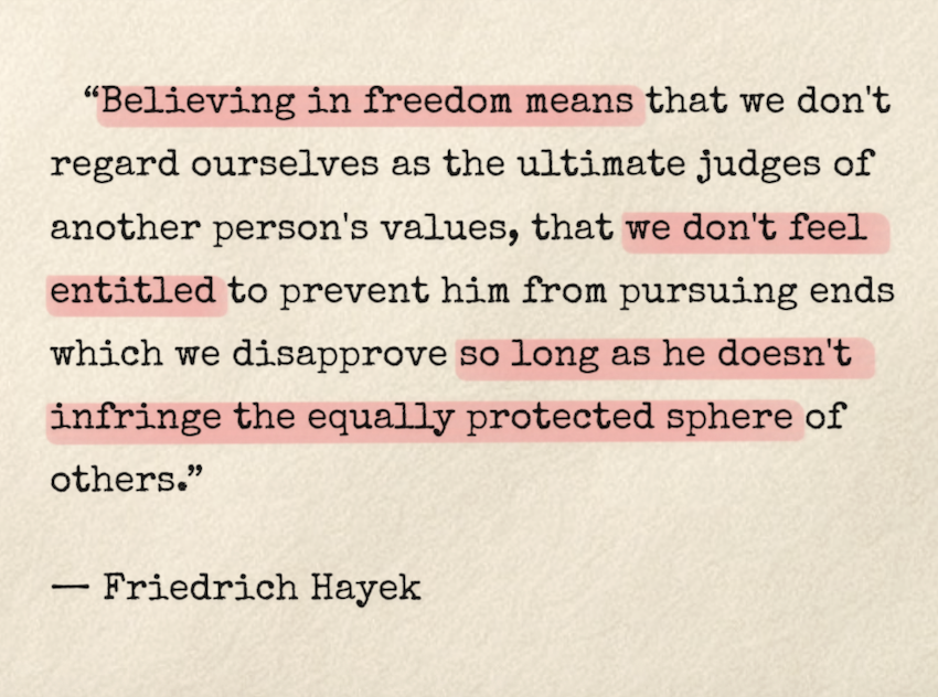 FAHayekSays's tweet photo. Hayek on what it means to believe in freedom https://t.co/VsCFuPi4hz