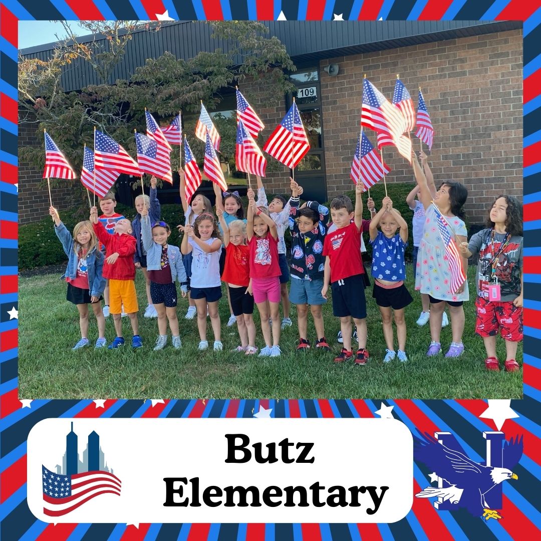Kenneth N. Butz Elementary honors Patriot Day with flags along the school! 🇺🇸