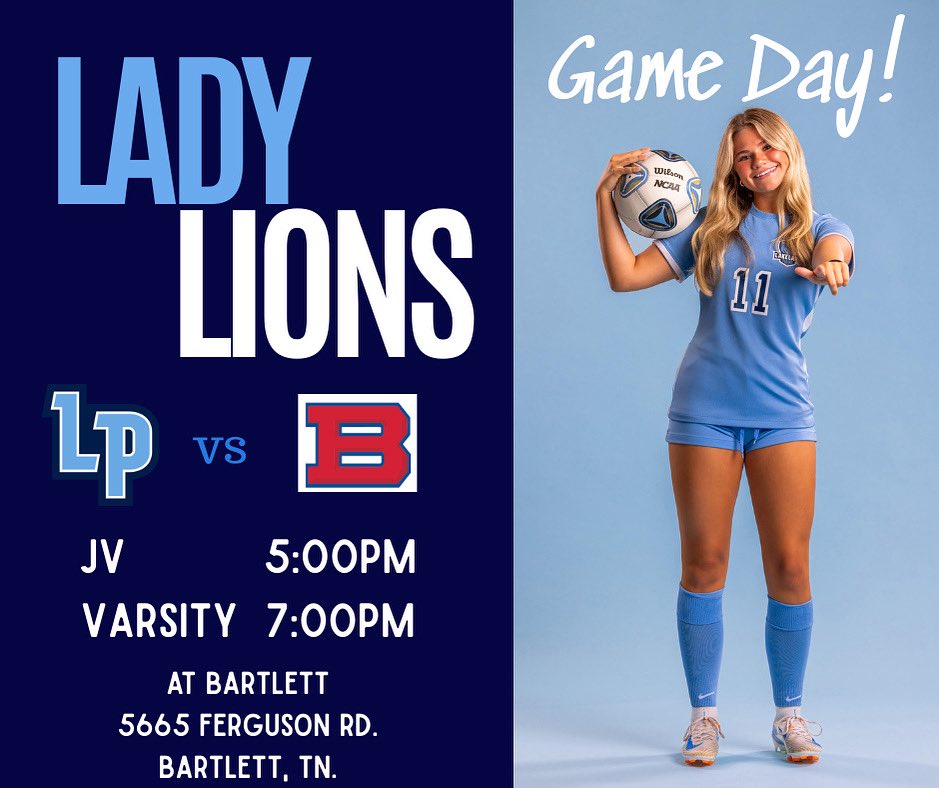 Lakeland Prep Soccer (@lps_soccer) on Twitter photo Big match up against Bartlett tonight!!
JV at 5pm
Varsity at 7pm
Go Lions!!
<a href="/wendellsjr_/">Wendell Shepherd</a> <a href="/johnvarlas/">John Varlas</a> <a href="/WestTNSoccer1/">West TN Soccer</a> <a href="/Localpitchpod/">The Local Pitch Podcast</a> Big match up against Bartlett tonight!!
JV at 5pm
Varsity at 7pm
Go Lions!!
<a href="/wendellsjr_/">Wendell Shepherd</a> <a href="/johnvarlas/">John Varlas</a> <a href="/WestTNSoccer1/">West TN Soccer</a> <a href="/Localpitchpod/">The Local Pitch Podcast</a>