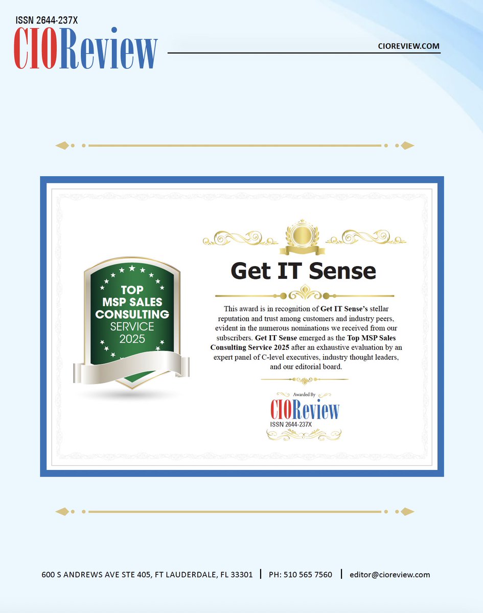 MSPGrowthEngine's tweet image. LFG! We just got crowned #1🥳🥇
Our sister company, Get IT Sense, just snagged the top spot from @cioreview for MSP Sales Consulting in 2025.

Here&apos;s why this matters.
We built something that actually works. Not another &quot;revolutionary platform&quot; or &quot;game-changing solution,&quot; but a…