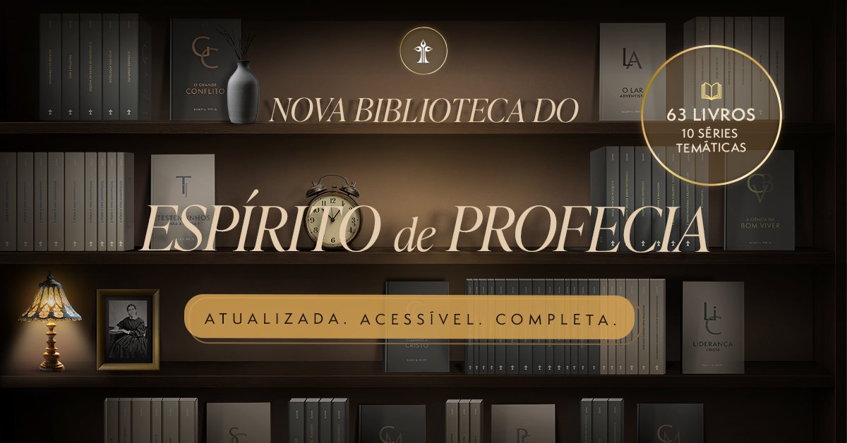 A Nova Biblioteca do Espírito de Profecia entrega uma experiência de leitura acessível, profunda e fiel.
Organizada por séries, revisada com linguagem atual e projetada para os desafios do nosso tempo.

Confira uma condição super especial: bit.ly/3I3kkQd

#cpbeditora