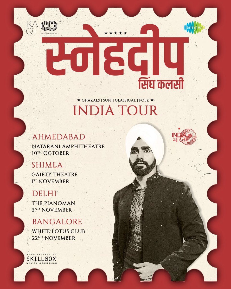 India Tour 2.0 dates out and Tickets Live now at :
snehdeepsinghkalsi.com/tour