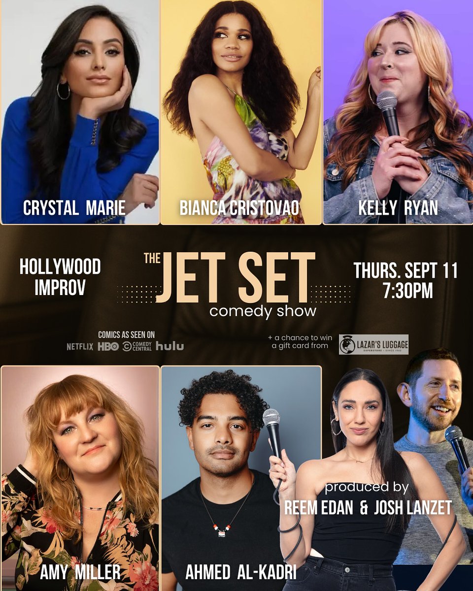 HollywoodImprov's tweet photo. Tonight at 7:30 in The Lab The Jet Set Comedy featuring @iamcrystalmarie @Biancacristovao #kellyryan #amymiller @ahmedlovesbread @ReemEdan &amp; @JoshLanzet Get tickets at https://t.co/qi9Rnu29d4 #hollywoodimprov #comedy https://t.co/2glZsXr4Nf