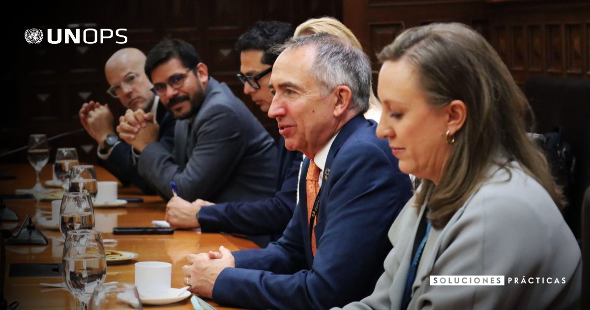 En el marco del cierre de su misión, la Directora Ejecutiva de <a href="/UNOPS_es/">UNOPS en español</a> se reunió con <a href="/Vice_Ec/">Vicepresidencia</a> a fin de explorar oportunidades de colaboración en los sectores de salud, educación, justicia, energía y transporte, alineadas con los #ODS para #NoDejarANadieAtrás