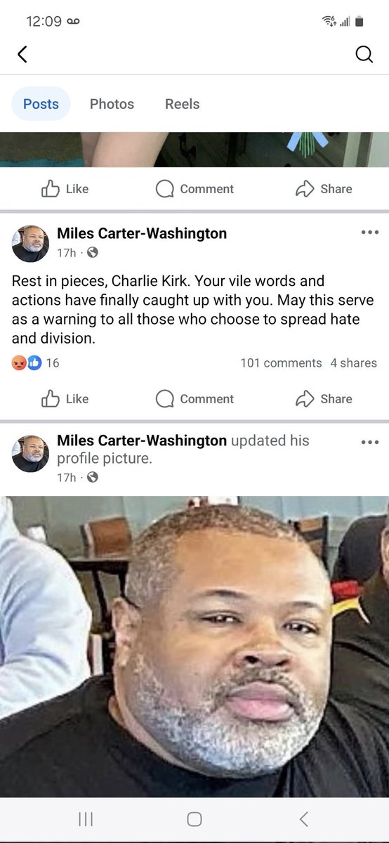 GeneSheldon7's tweet image. See what Miles carter Washington that works for the Department of War says about Charlie kirk also he doesn't hide his trans liking @DeptofWar