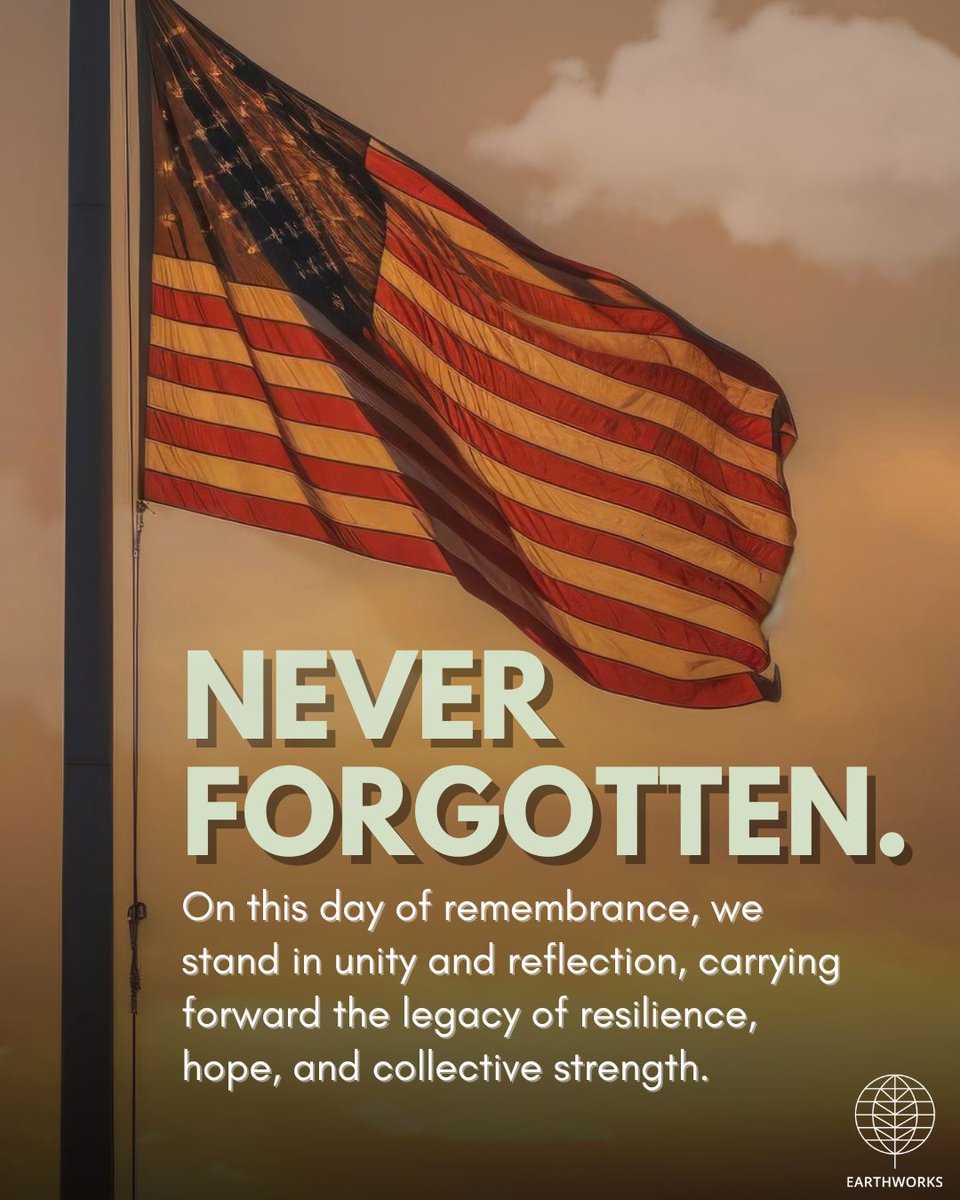 Earthworks's tweet image. Today, we pause to honor the lives lost, the courage of first responders, and the strength of the survivors and families forever changed. Sending love to all who continue to carry the weight of that moment. 🕯️💐
#NeverForget #911Remembrance #UnityAndStrength