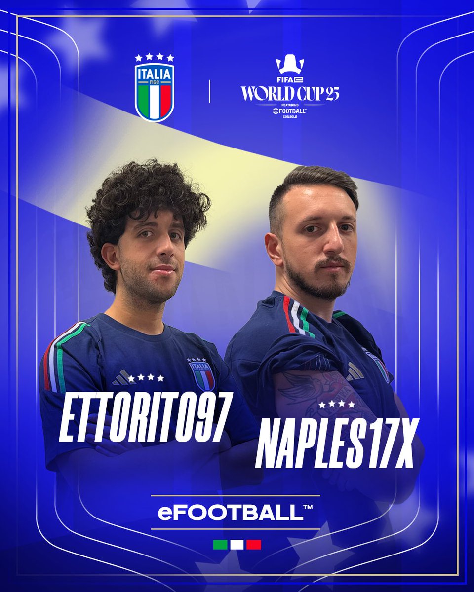 Official update: after weeks of training and challenges, our starting duo is set → Ettore &amp; Carmine 🔥

No third reserve will be added — the focus stays on daily work, with the whole team driving the preparation. 💪

🇮🇹

#eNazionale #Azzurri #FIFAeWorldCup