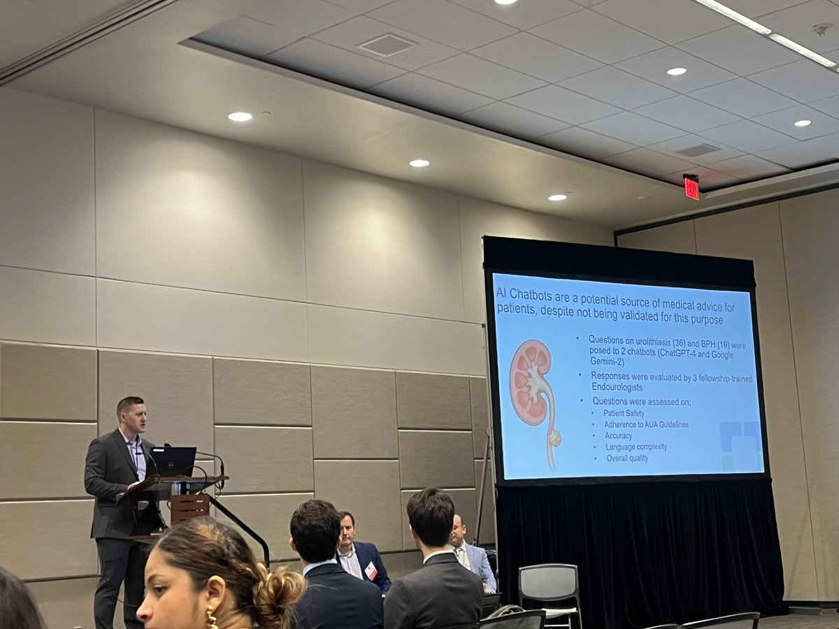 Fun and informative talk by Fabrice Henry on the helpful, dangerous, and nonsense responses by AI chatbots to patient oriented questions on stones and BPH.  <a href="/FabriceHenryMD/">Fabrice Henry</a> <a href="/ChehroudiCyrus/">Cyrus Chehroudi</a> <a href="/desouky_elsayed/">Elsayed DESOUKY</a> <a href="/JamalAlamiri/">Jamal Alamiri</a> <a href="/CleClinicUro/">Cleveland Clinic Urology</a>