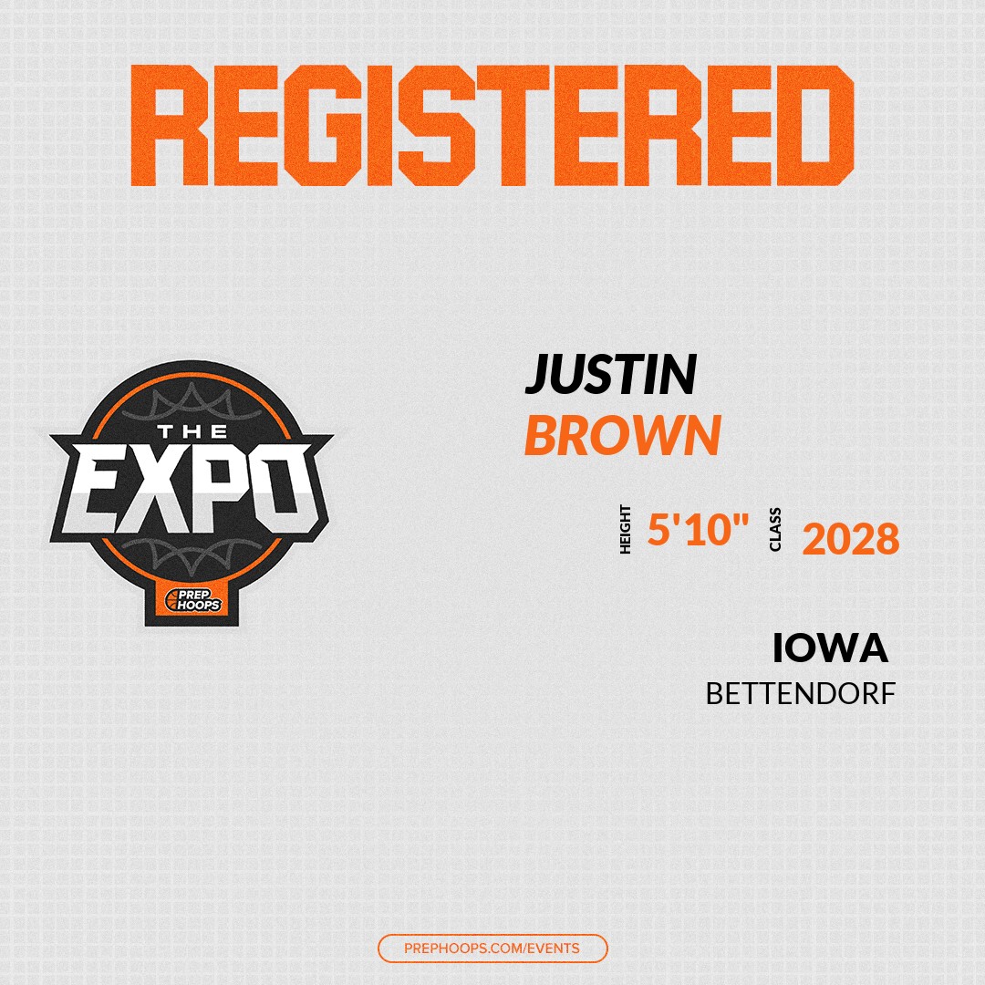 PrepHoopsIA's tweet photo. Welcome Class of 2028 Justin Brown (@justinBrown2028) of Bettendorf HS to the @PrepHoopsIA Showcase @ Kingdom Hoops Basketball. 

🔥🏀 #PHExpoIA 🏀🔥

Register NOW! 👇  
https://t.co/tC8LnG3FXe https://t.co/JbZSINZ9dr