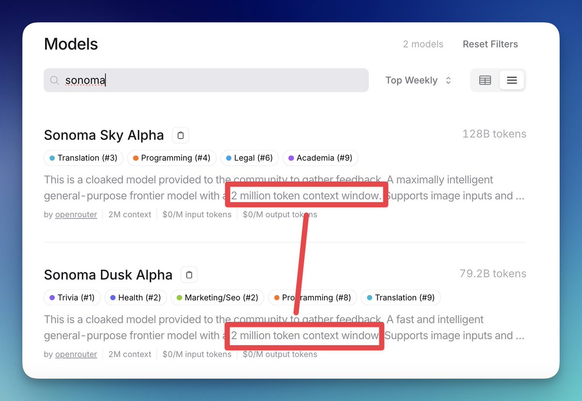 Jordan Talks Everyday AI (@everydayai_) on Twitter photo Sonoma screams Gemini 3, right? 👀
(maybe flash versions, as the parameters seems kinda close to each other) Sonoma screams Gemini 3, right? 👀
(maybe flash versions, as the parameters seems kinda close to each other)