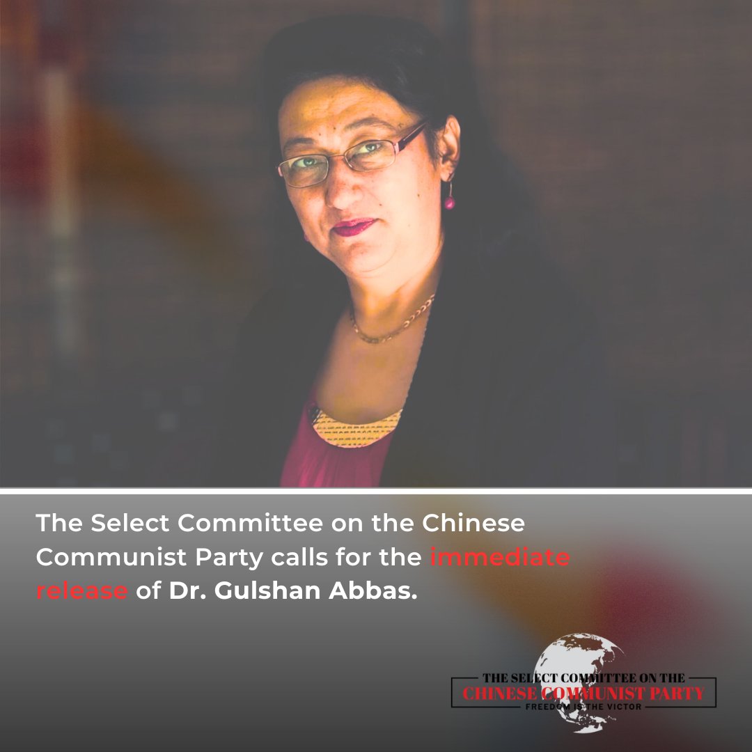Select Committee on the Chinese Communist Party (@committeeonccp) on Twitter photo This week marks seven years of imprisonment for retired medical doctor Gulshan Abbas by CCP authorities. 
In 2019, Dr. Abbas was sentenced to 20 years in prison on dubious charges, cutting off her contact with friends and family. Despite clear concerns for Dr. Abbas’ health, This week marks seven years of imprisonment for retired medical doctor Gulshan Abbas by CCP authorities. 
In 2019, Dr. Abbas was sentenced to 20 years in prison on dubious charges, cutting off her contact with friends and family. Despite clear concerns for Dr. Abbas’ health,