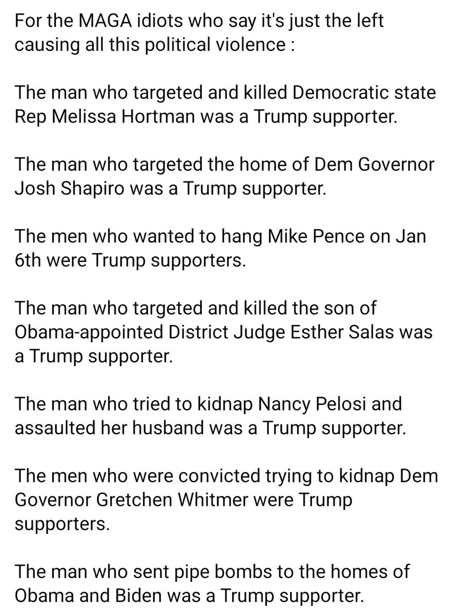 TheBrianShapiro's tweet image. For the MAGA idiots blaming the left for all political violence