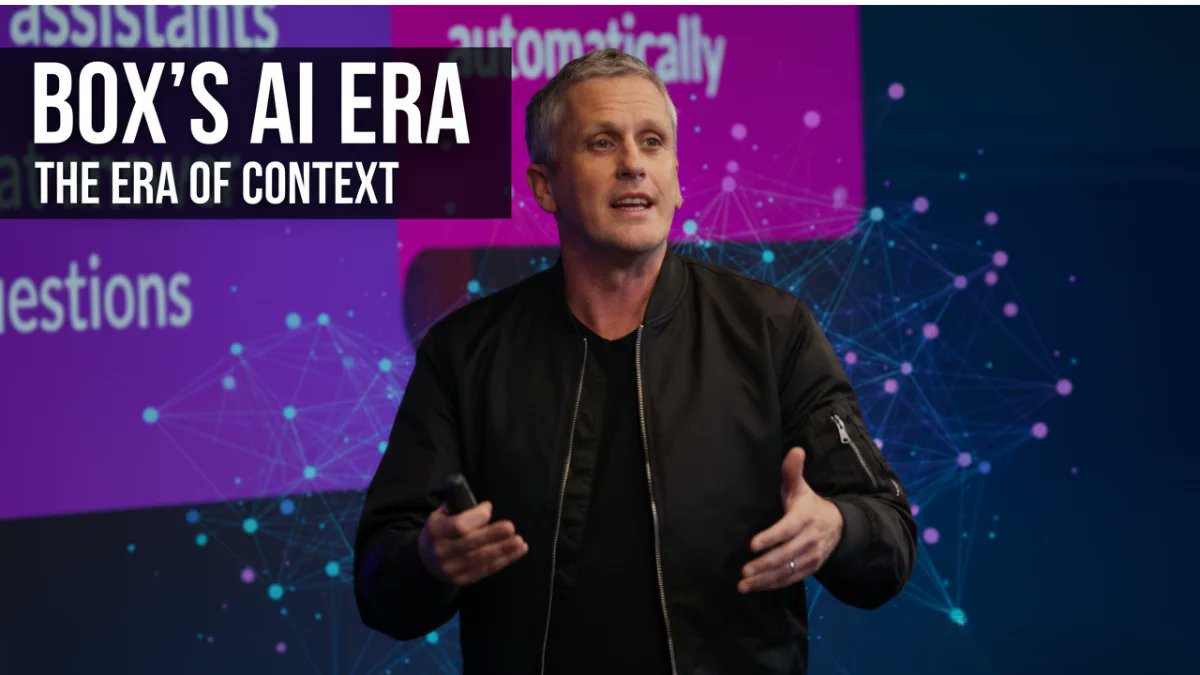 EvolutionAIHub's tweet photo. Box just dropped "Automate" at Boxworks. It's a system for AI agents that handles unstructured data. Aaron Levie is calling it the "era of context." 🧠🔐

#BoxAutomate #AIAgents #EnterpriseAI #Boxworks #AaronLevie 
https://t.co/xstAxGTqbp https://t.co/Ktpj3rk3Jc