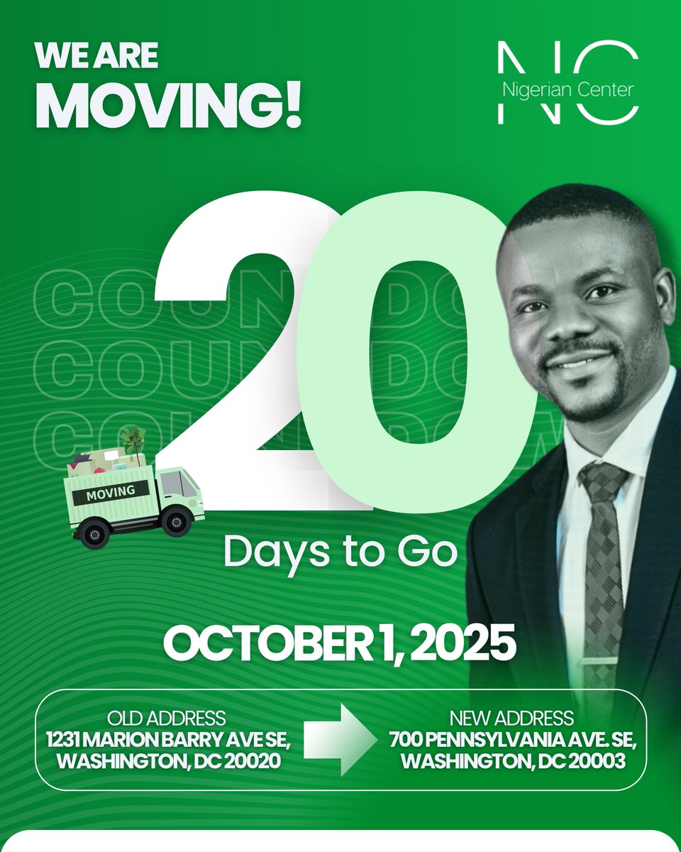 The Countdown Begins — We’re Moving! 🚨

After years of building community in Anacostia, we’re thrilled to announce our new home in Eastern Market, Capitol Hill!

#NigerianCenter #ImmigrantVoices #CommunityMatters #CapitolHillDC #Anacostia #Blackimmigrants