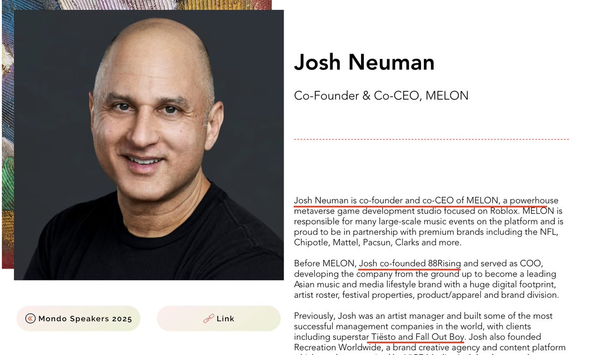 garyweb3x's tweet image. @spencer picked up Josh Neuman, a legend to join the @moonbirds team. Josh helped built @88rising , now a powerhouse in the music space. He worked with Tiesto , Fall out boys, Kanye west with brand deals too. 

Super stoked! He&apos;s about to turn my birb into a superstar 🌠!