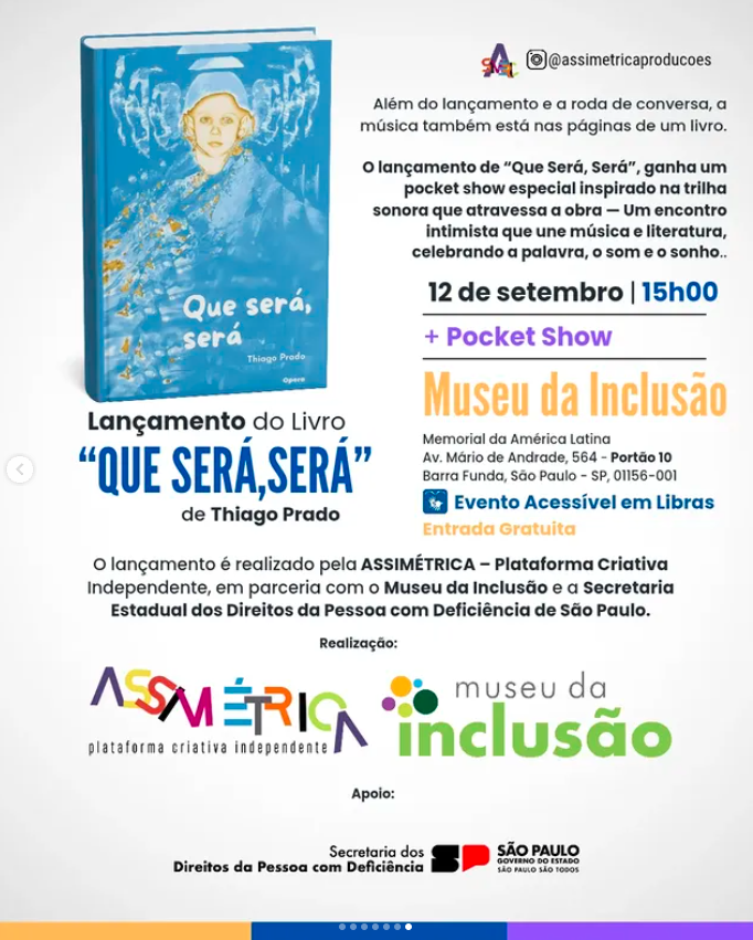 📖✨ Lançamento do livro “Que Será, Será” : Roda de Conversa  - “Entre narrativas e identidades: arte, literatura e interseccionalidades de corpos, sonhos e resistências”

Venha participar de um encontro que celebra literatura, arte e diversidade! #soleiolgbt #dicadeleitura