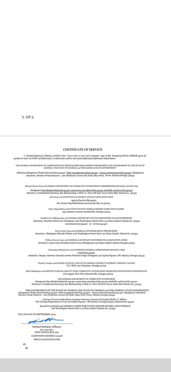 Kingdom_came's tweet image. The FINAL ORDER above was sent to THE GEORGIA SUPREME COURT via efile this morning at approximately 12:15 p.m. and was served on the Appellees via email this afternoon. 👑👑#gasupremecourt  #telegram #finalorder