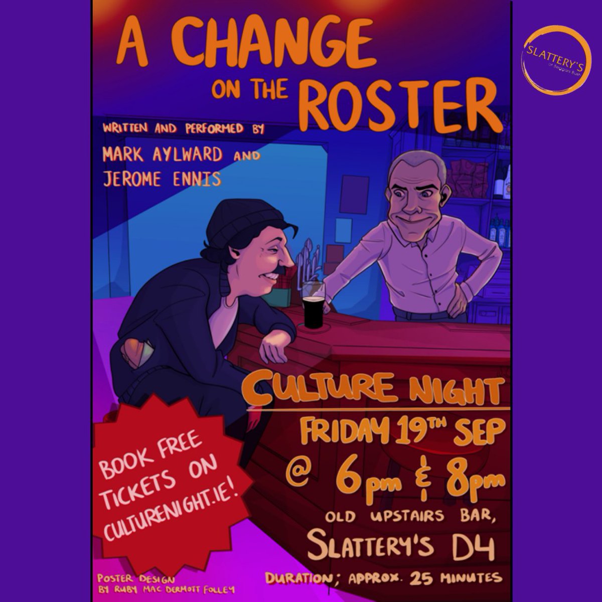 SlatterysPubD4's tweet photo. Watch out for our sold out show of a 'Slattery's Production: A Change on the Roster' in celebration of @culturenightdub.
Haven't got a ticket? Not to worry! There will be opportunities for walk-ins on the night.
#CultureNightDublin #OícheChultúirBÁC #slatterys #SlatterysD4 https://t.co/VLIpva3WSX