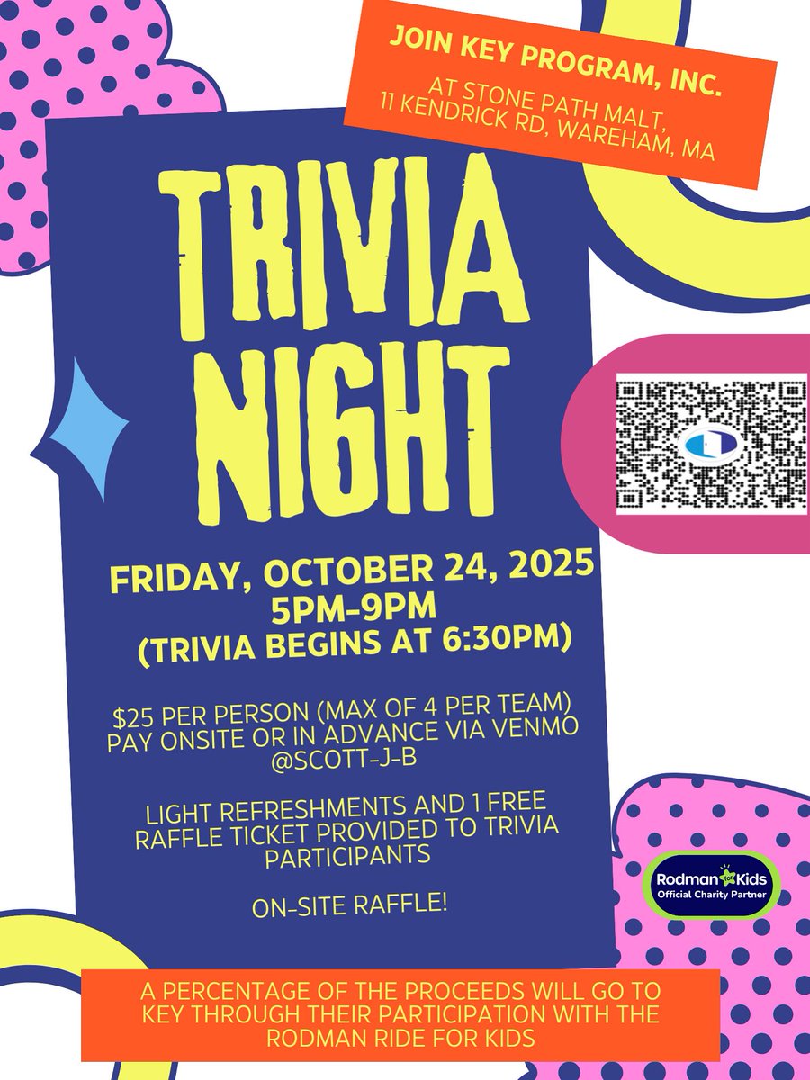 Join us Friday October 24th for the Southeast Region's trivia night! 🤓 
 
Buy in is $25 per player - up to 4 players per team.
 
Top 3 winning teams receive a prize! 
 
Contact Senior Program Supervisor Darien Fernandez at dfernandez@key.org for more info.