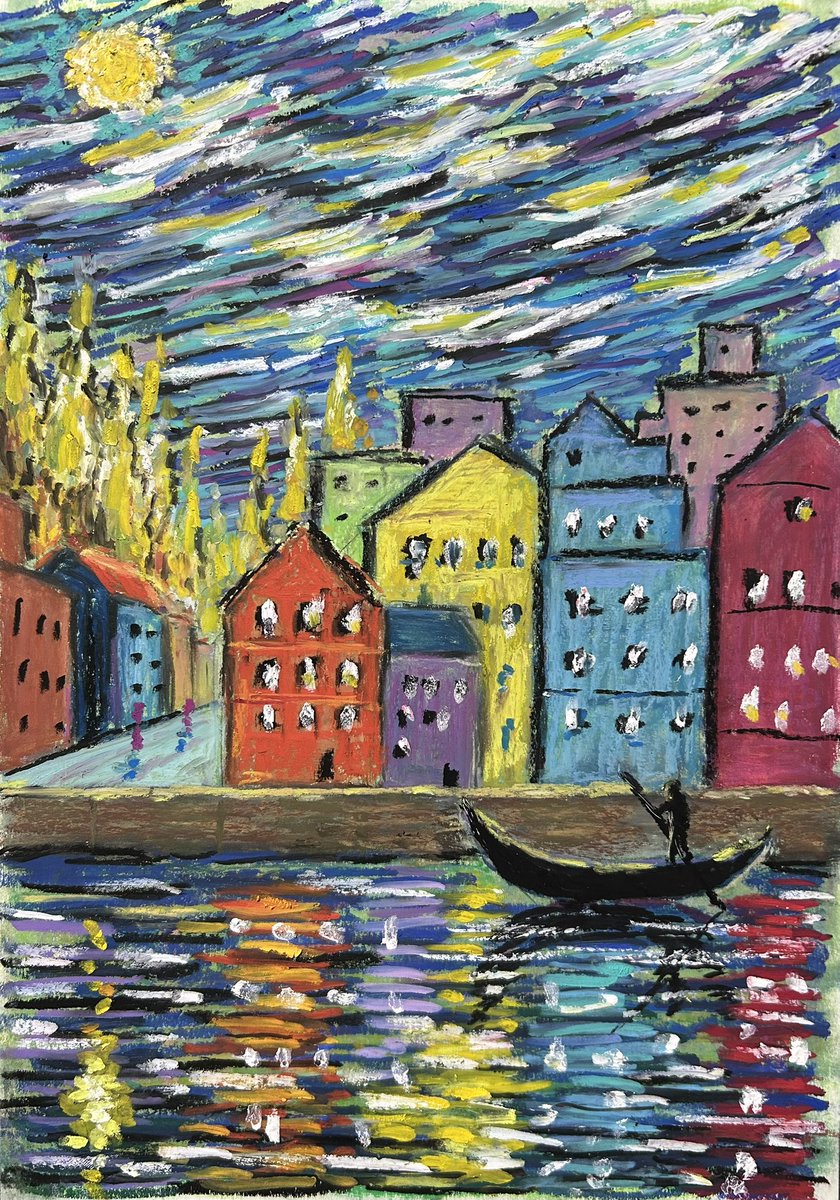 0903itokin's tweet image. こんばんわー🌙🌃

#アートクレヨン　#オイルパステル　#oilpastel