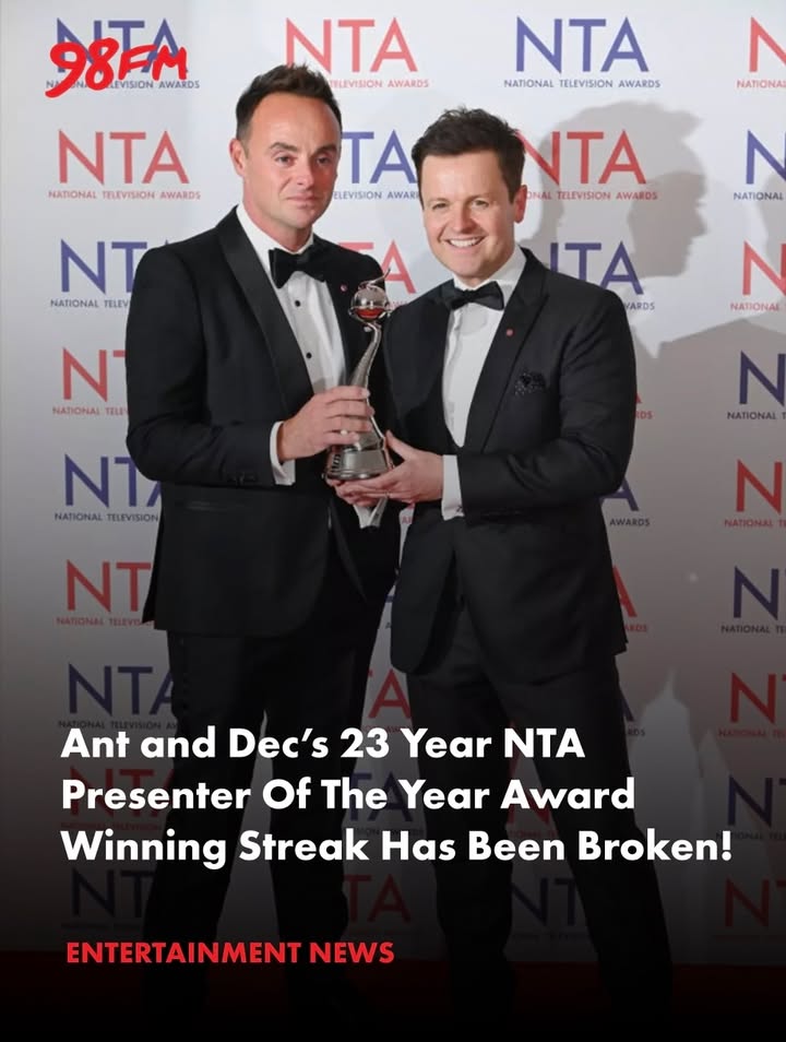 98FM's tweet image. Ant and Dec have narrowly missed out on breaking a world record after Gary Lineker swept in and took the Presenter of the Year award last night at the NTA's!

🔗 Read more on 98FM.com

#antanddec #garylineker #nta