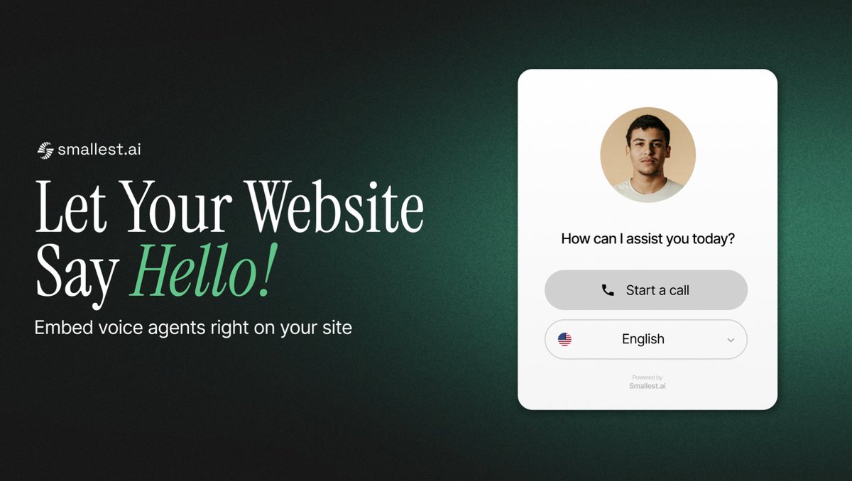 We launch Agents on Web today at <a href="/smallest_AI/">smallest.ai</a>!

With this, you can:

1. Feed your entire website to an AI agent
2. Call/Chat with every customer using AI
3. Customize Agent widget using your brand colors

With web agents - you don't wait for customers to sign up onto your